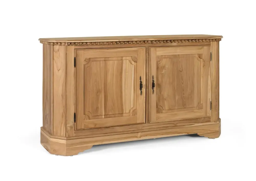 Illustration numéro 3 du produit Buffet à 2 portes et 2 étagères intérieures en bois de teck 150 cm