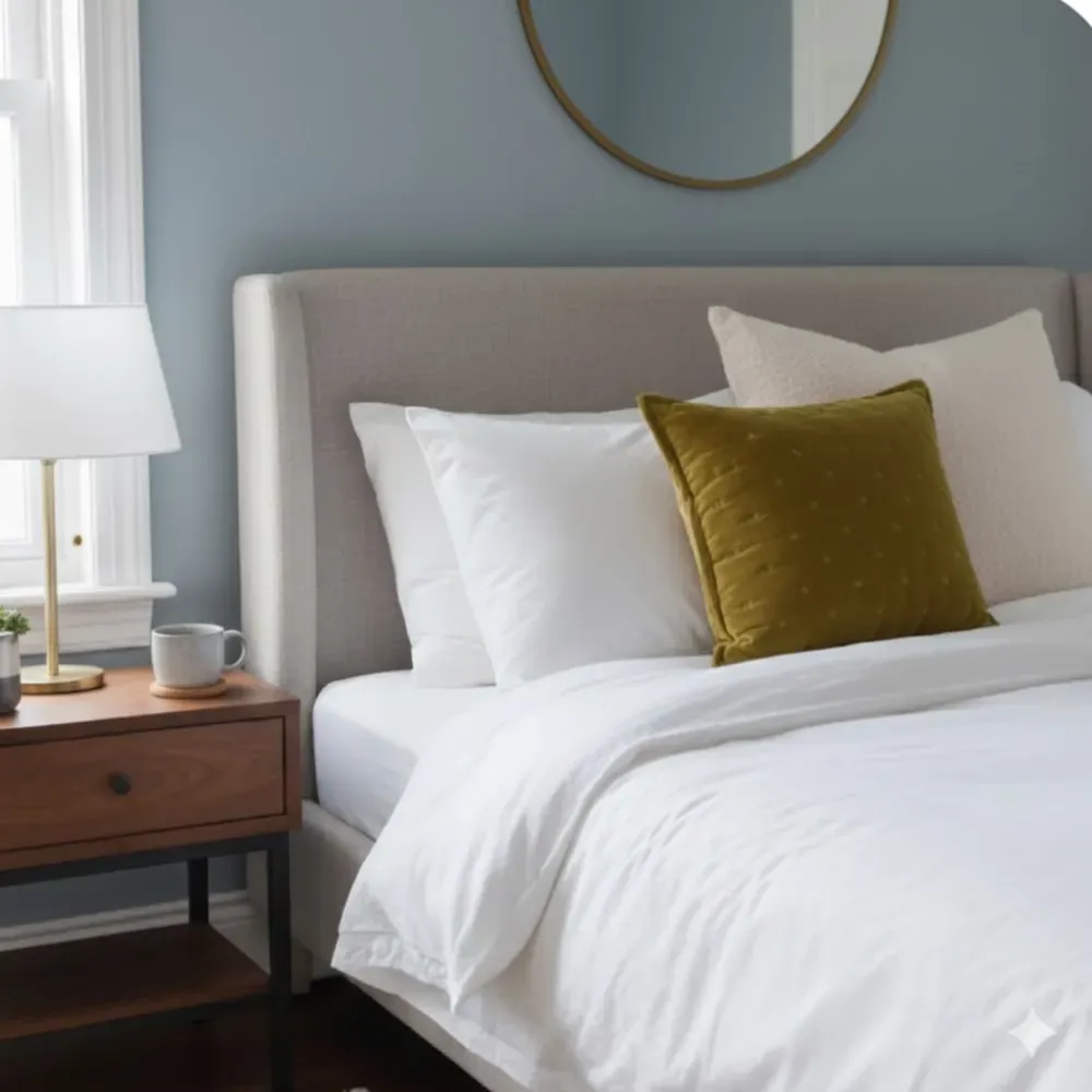 Illustration numéro 3 du produit Coussin en coton velours jaune moutarde OEKO-TEX® 45 x 45