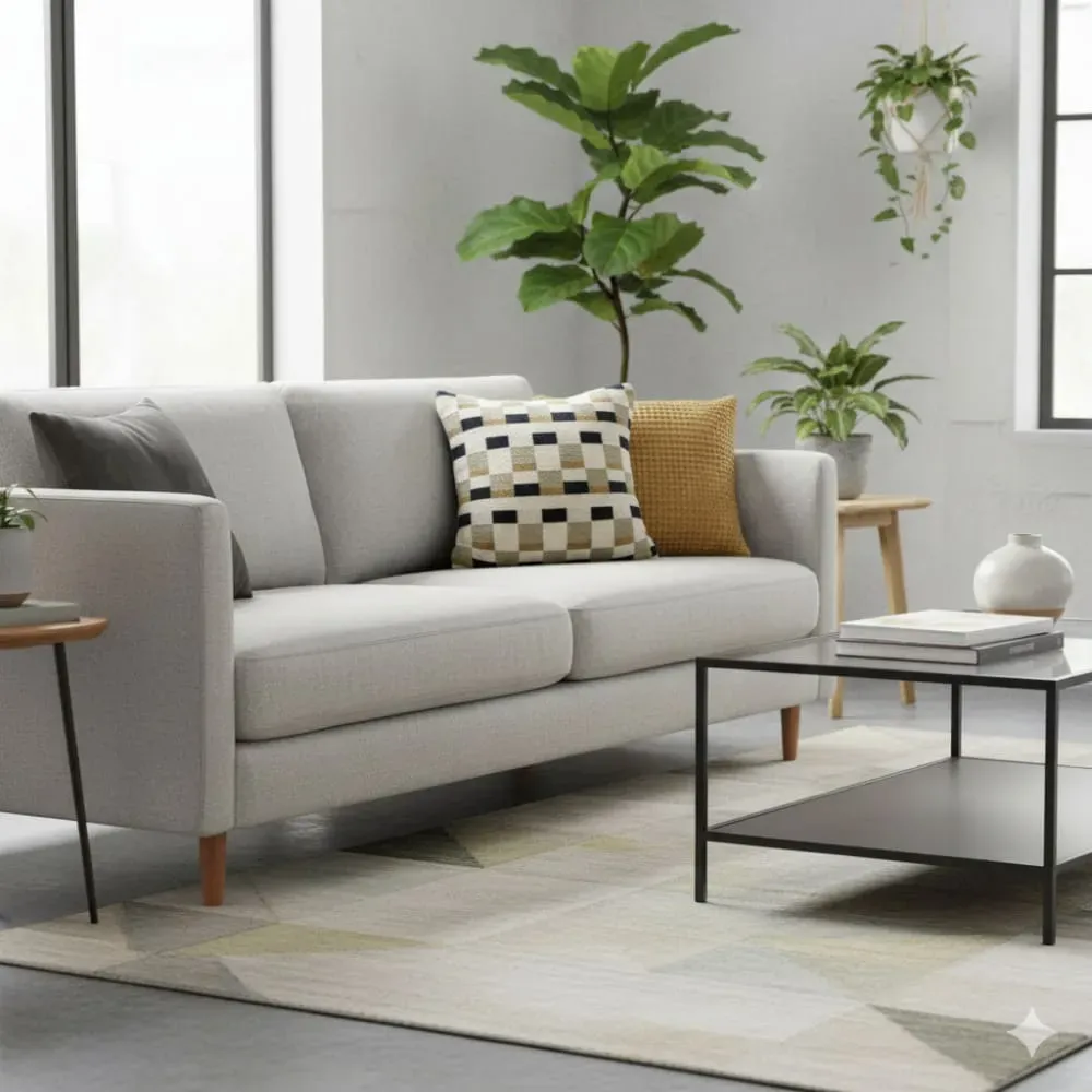 Illustration numéro 3 du produit Coussin en coton velours beige OEKO-TEX® 45 x 45