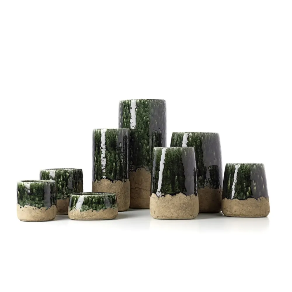 Illustration numéro 3 du produit Cache-pot en céramique vert 16,5x16,5x8cm
