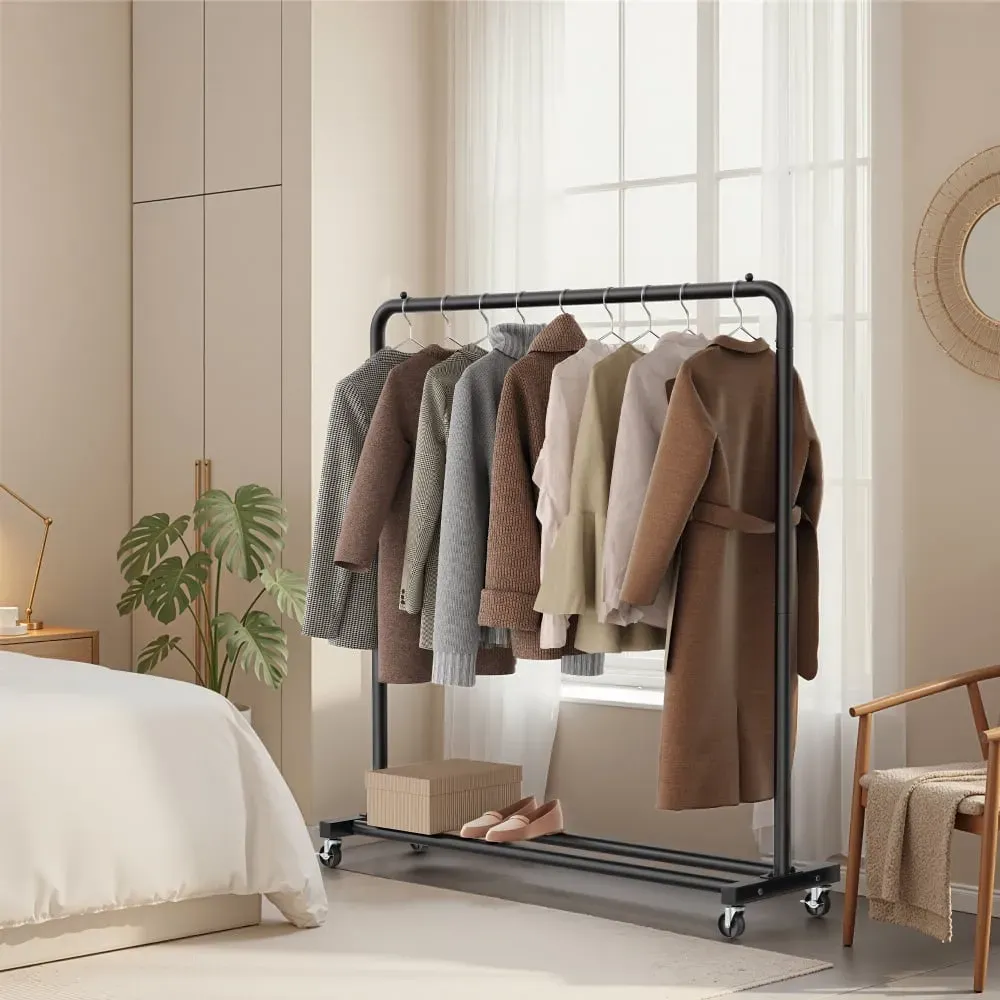 Illustration numéro 3 du produit Portemanteau sur roulettes portant à vêtements robuste chambre noir
