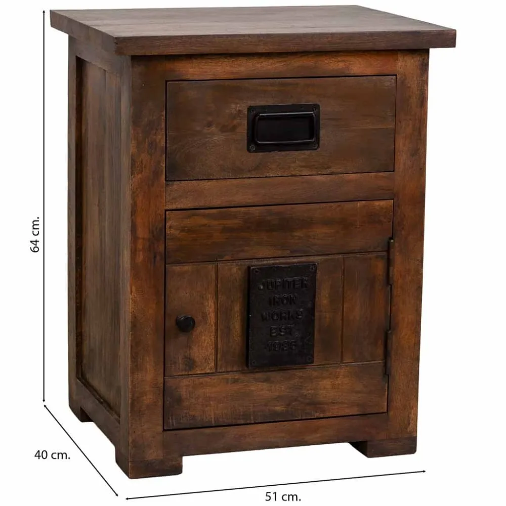 Illustration numéro 3 du produit Table de chevet en bois marron, fabriquée à la main, 51x40x64 cm (h)