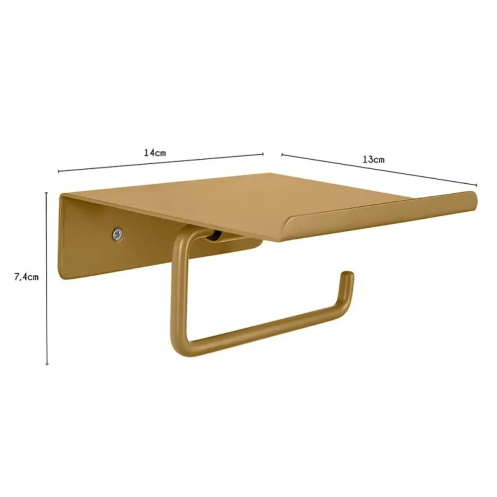 Illustration numéro 3 du produit Porte-papier toilette mural en métal ocre 14 x 6 x 12 cm