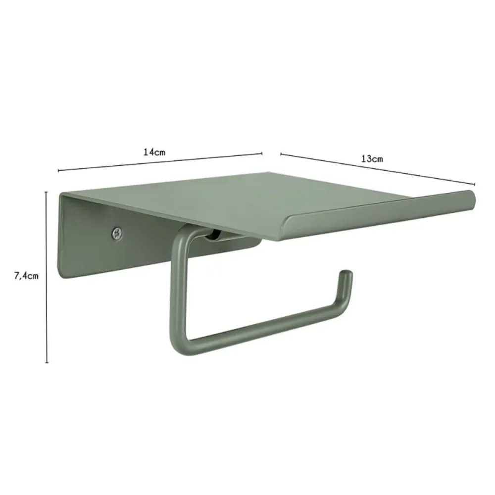 Illustration numéro 3 du produit Porte-papier toilette mural en métal kaki 14 x 6 x 12 cm