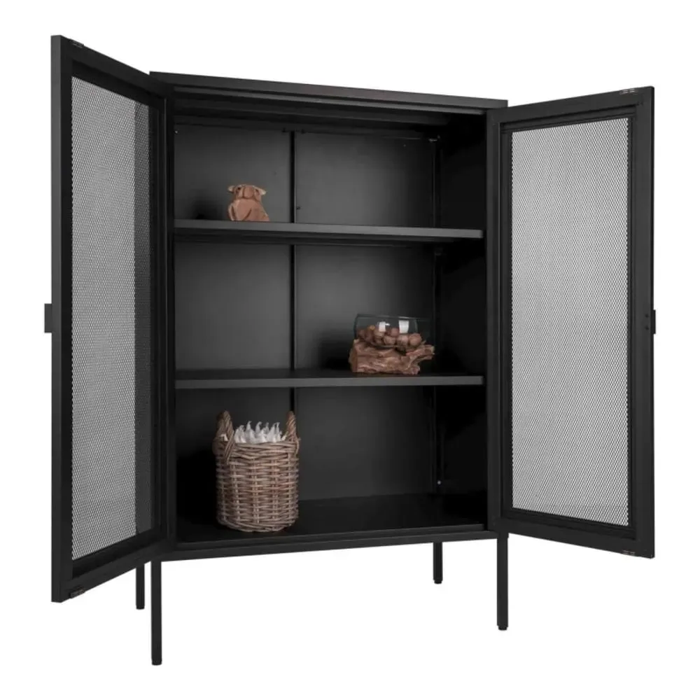 Illustration numéro 3 du produit Rangement 2 portes grillagées en acier noir 80x120 cm