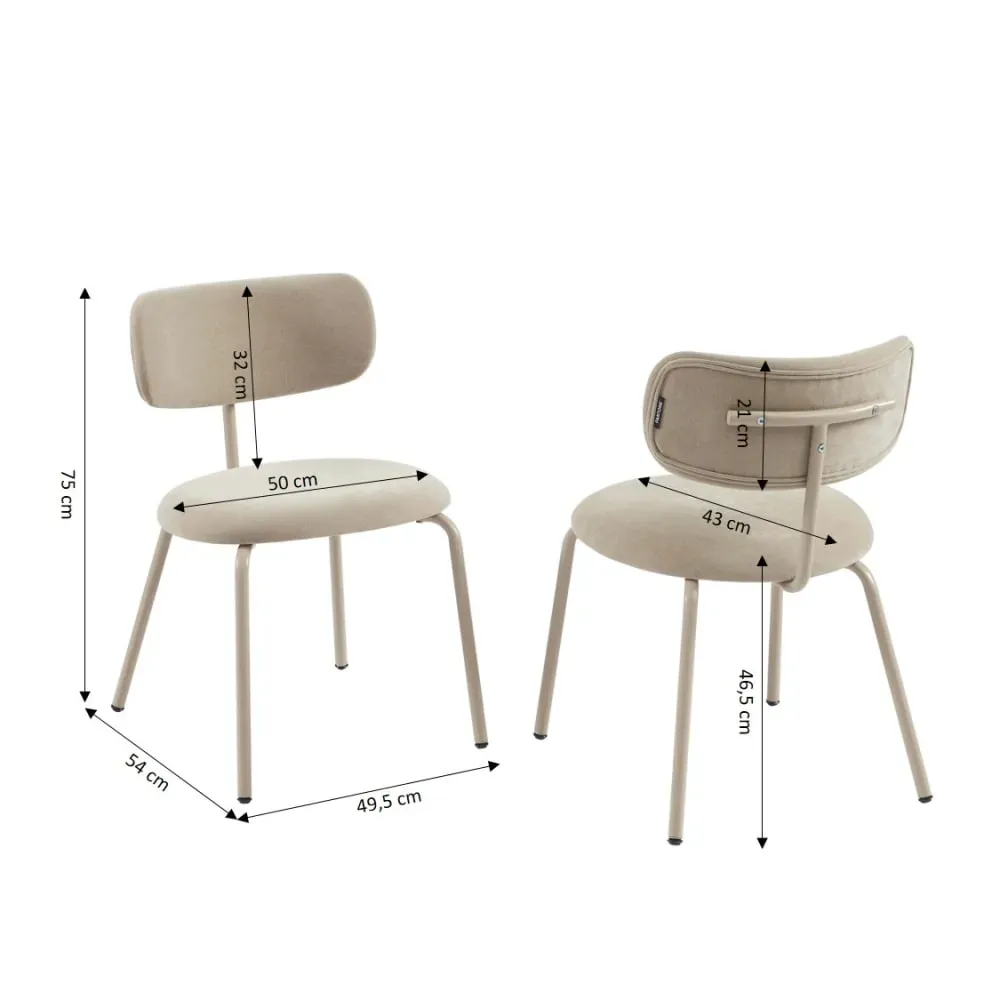Illustration numéro 3 du produit Lot de 2 chaises tissu et pieds métal taupe