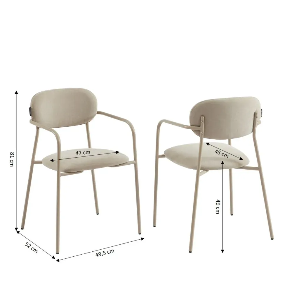 Illustration numéro 3 du produit Lot de 2 chaises tissu et pieds métal taupe