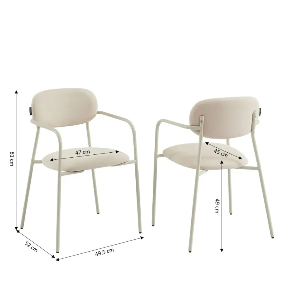 Illustration numéro 3 du produit Lot de 2 chaises tissu et pieds métal beige sable