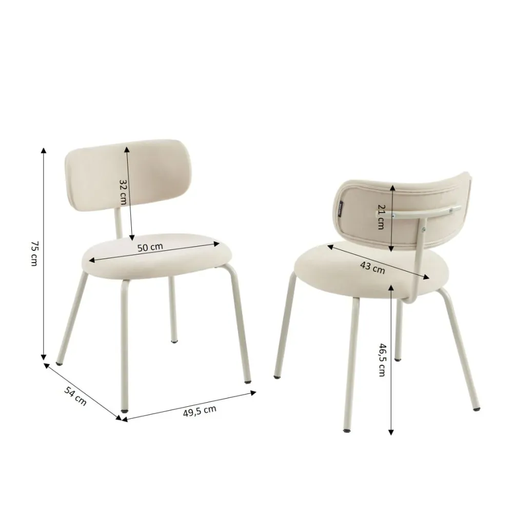 Illustration numéro 3 du produit Lot de 2 chaises tissu et pieds métal beige sable