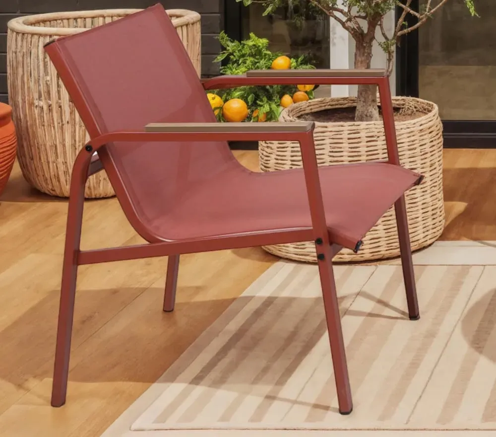 Illustration numéro 3 du produit Salon de jardin 4 places en acier  terracotta