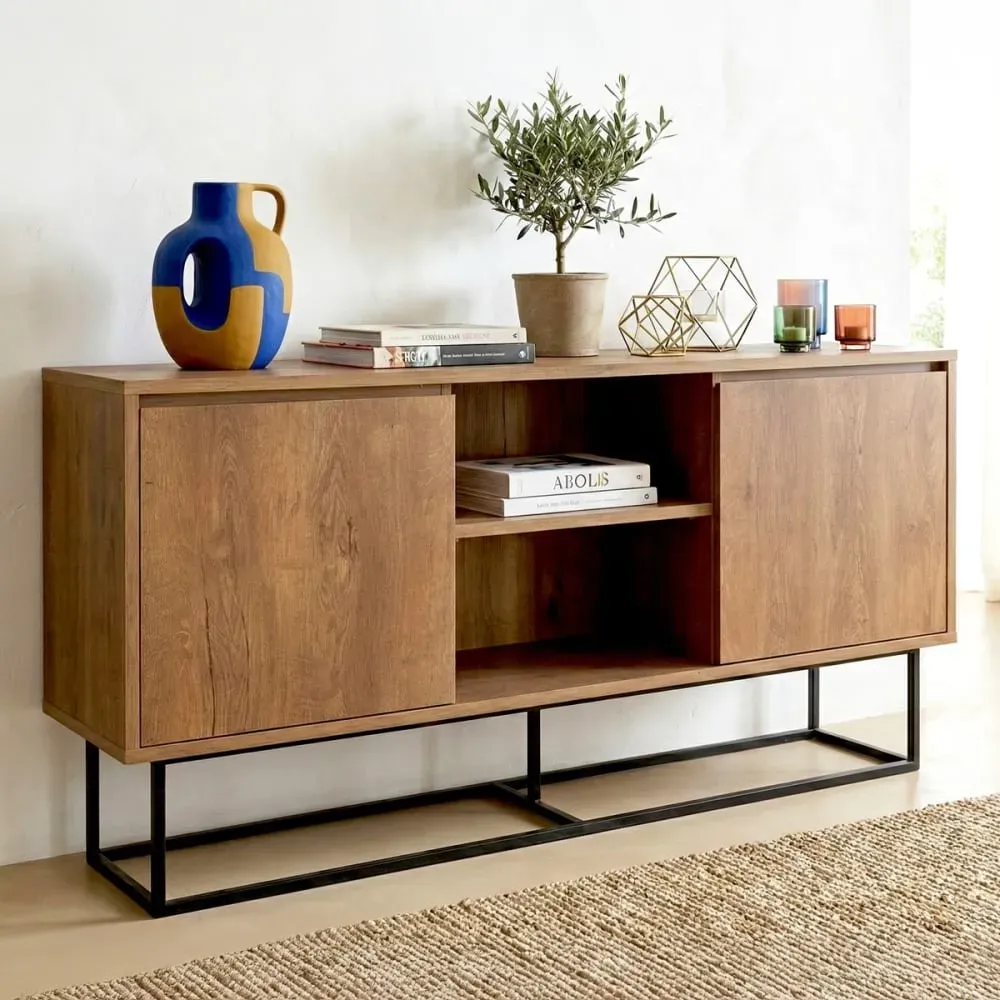 Illustration numéro 3 du produit Buffet 2 portes 2 niches effet Noyer 140 cm