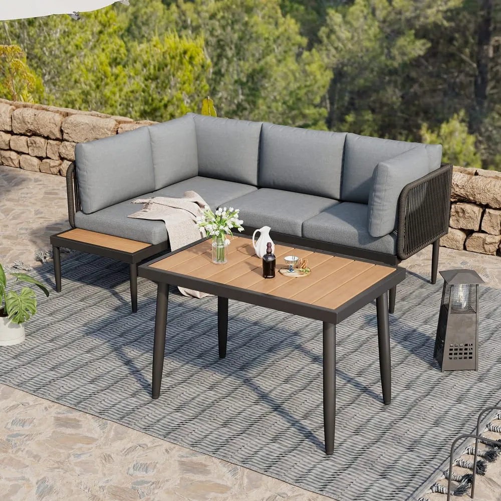 Illustration numéro 3 du produit Salon de jardin 4 places en acier gris