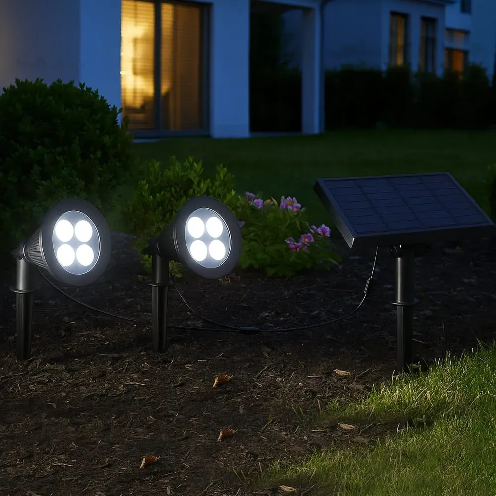 Illustration numéro 3 du produit Lot de 2 Spots solaires connectés Plastique Noir 400LM