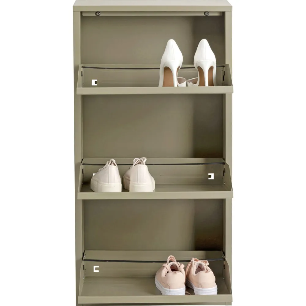 Illustration numéro 3 du produit Casier à chaussures 3 tiroirs en acier vert kaki