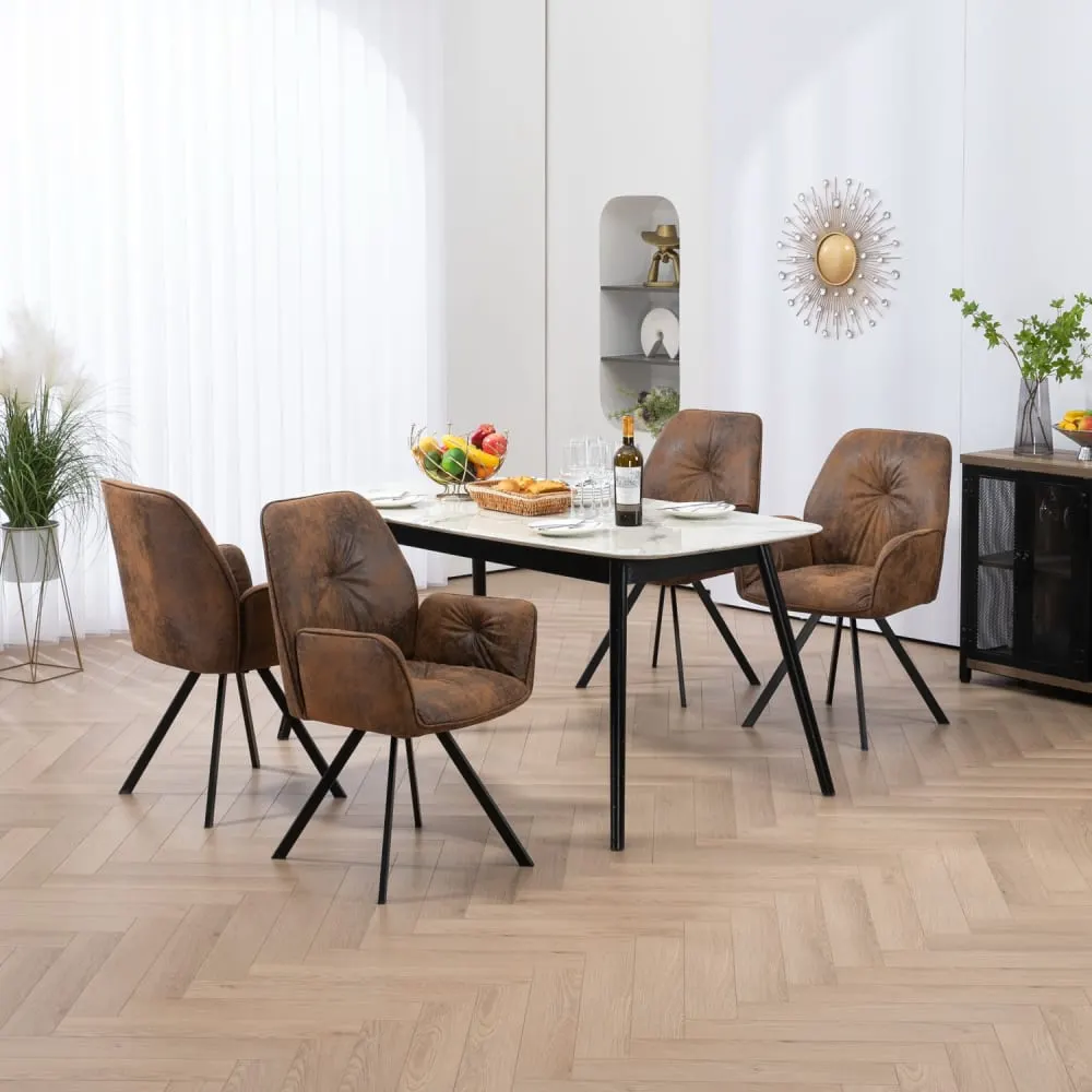 Illustration numéro 3 du produit Lot de 6 chaises de salle à manger pivotantes avec accoudoirs marron