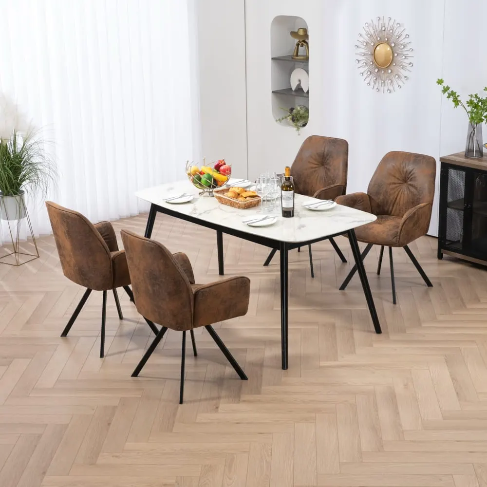 Illustration numéro 3 du produit Lot de 4 chaises de pivotantes avec accoudoirs marron