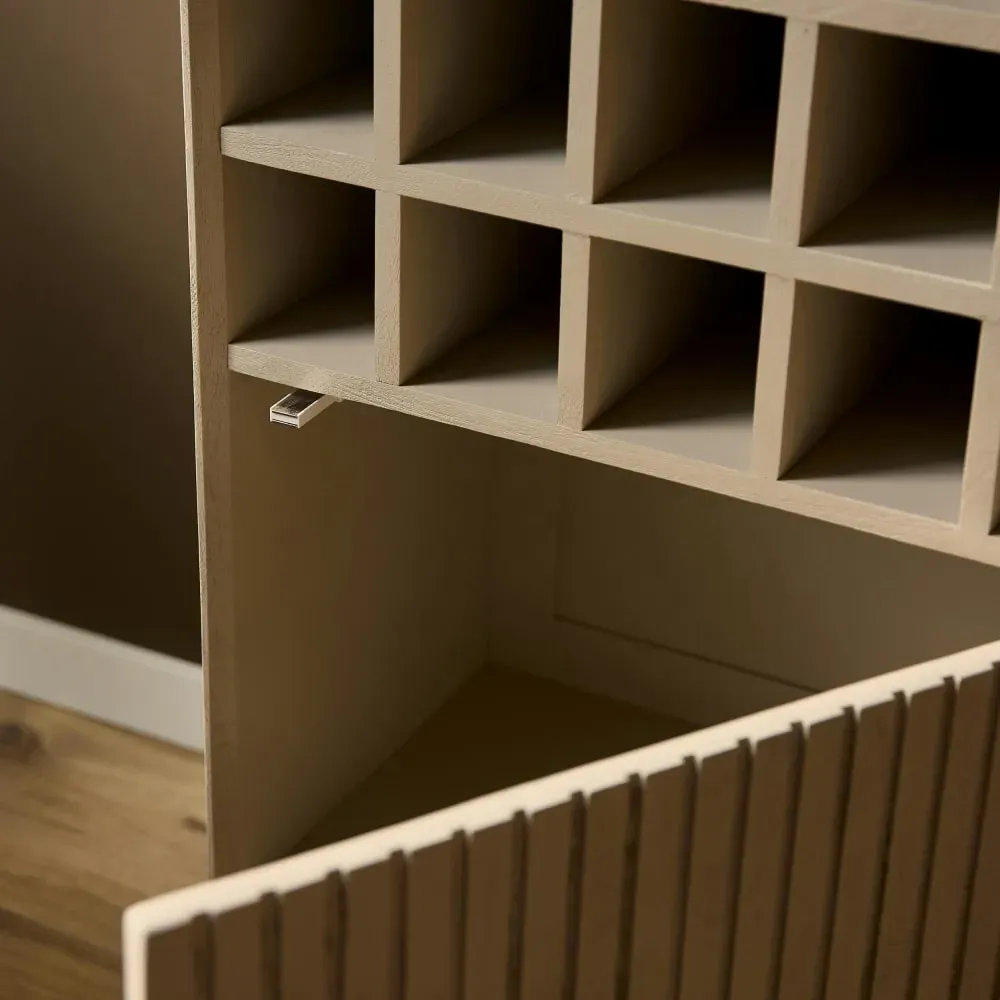 Illustration numéro 3 du produit Meuble casier à bouteilles en bois beige 1 porte