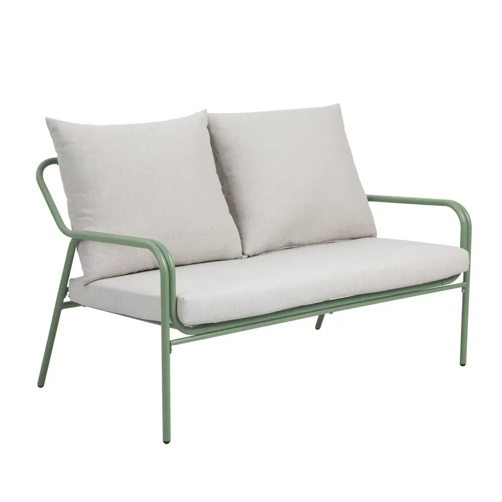 Illustration numéro 3 du produit Salon de jardin en métal et verre trempé 4 places vert