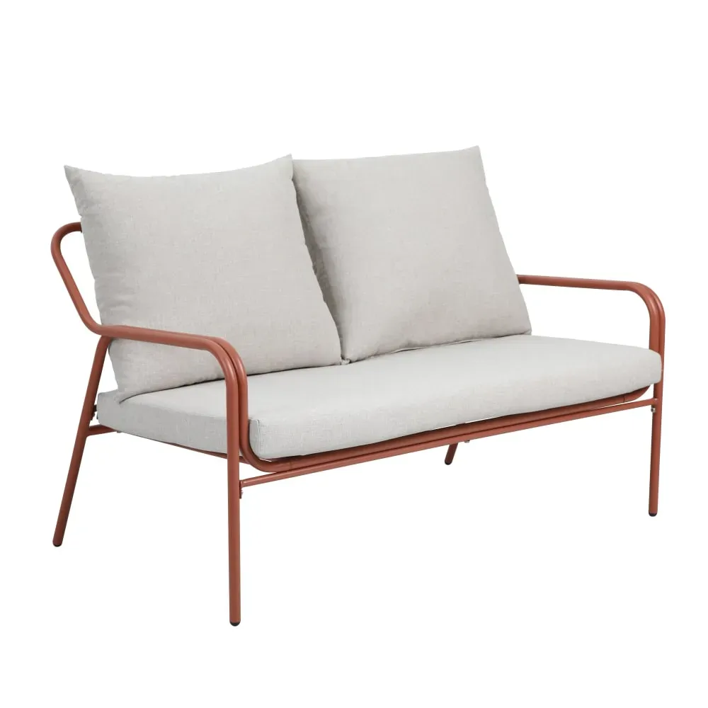 Illustration numéro 3 du produit Salon de jardin en métal et verre trempé 4 places marron