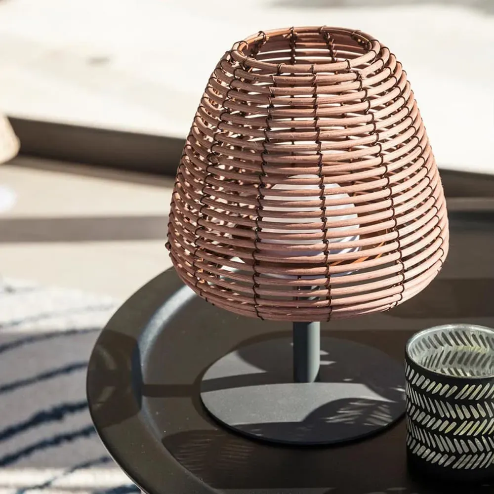 Illustration numéro 3 du produit Lot de 4 Lampes de table sans fil LED Polyrotin Marron H25CM