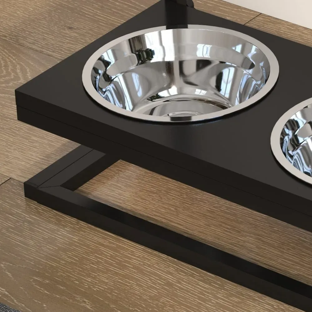 Illustration numéro 3 du produit Porte gamelles surélevée pour chien Acier Noir