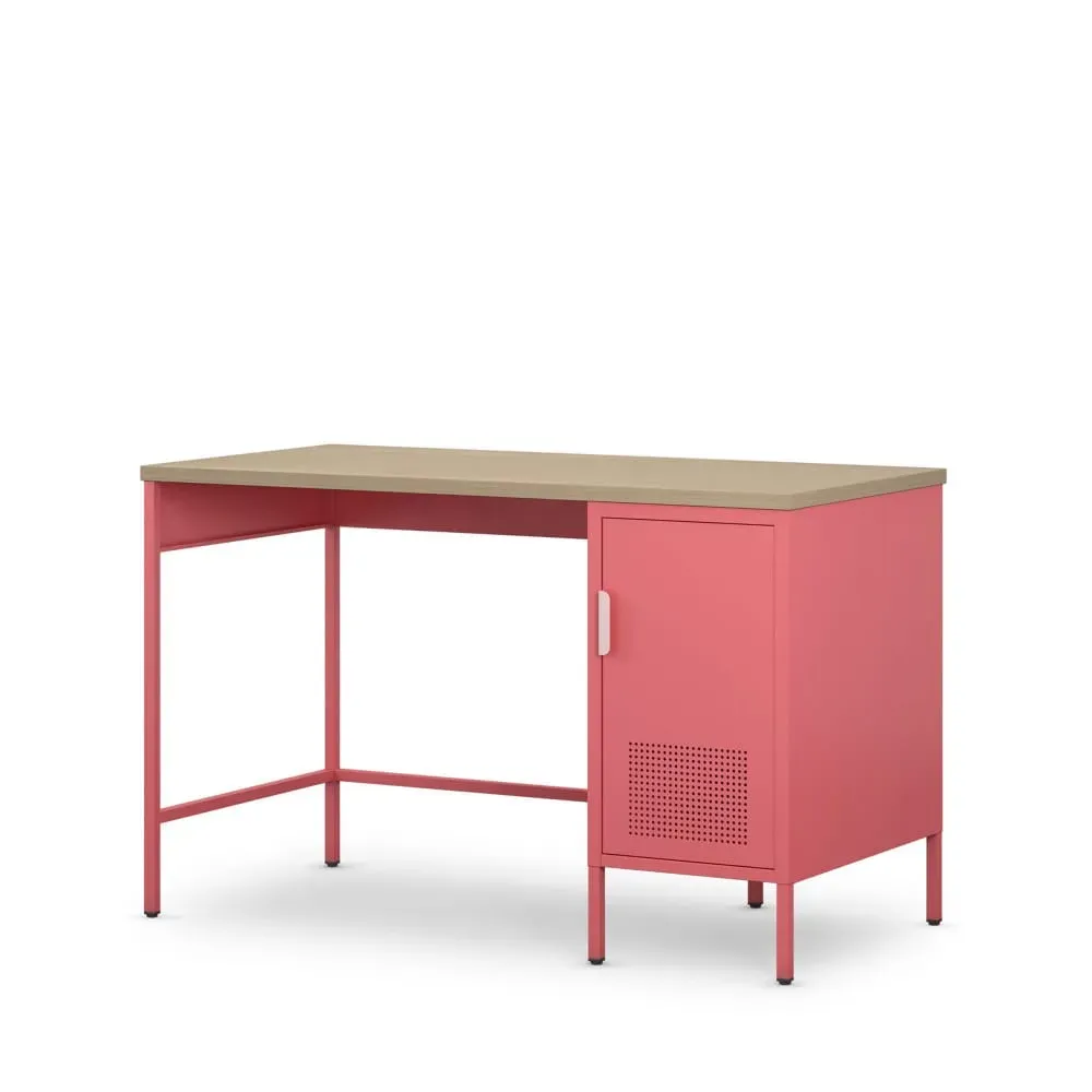 Illustration numéro 3 du produit Bureau 1 porte en métal L120cm - Rose