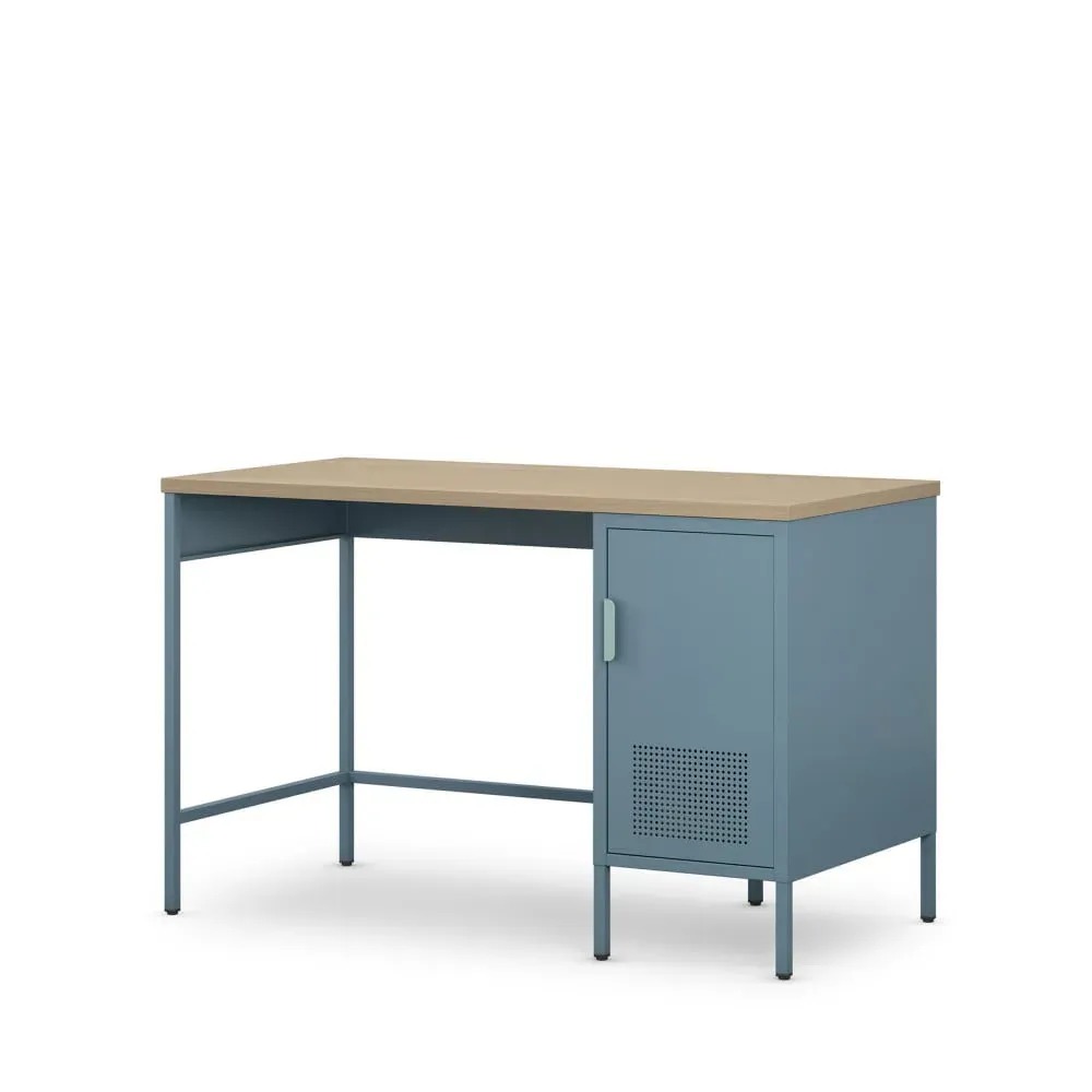 Illustration numéro 3 du produit Bureau 1 porte en métal L120cm - Bleu glacier