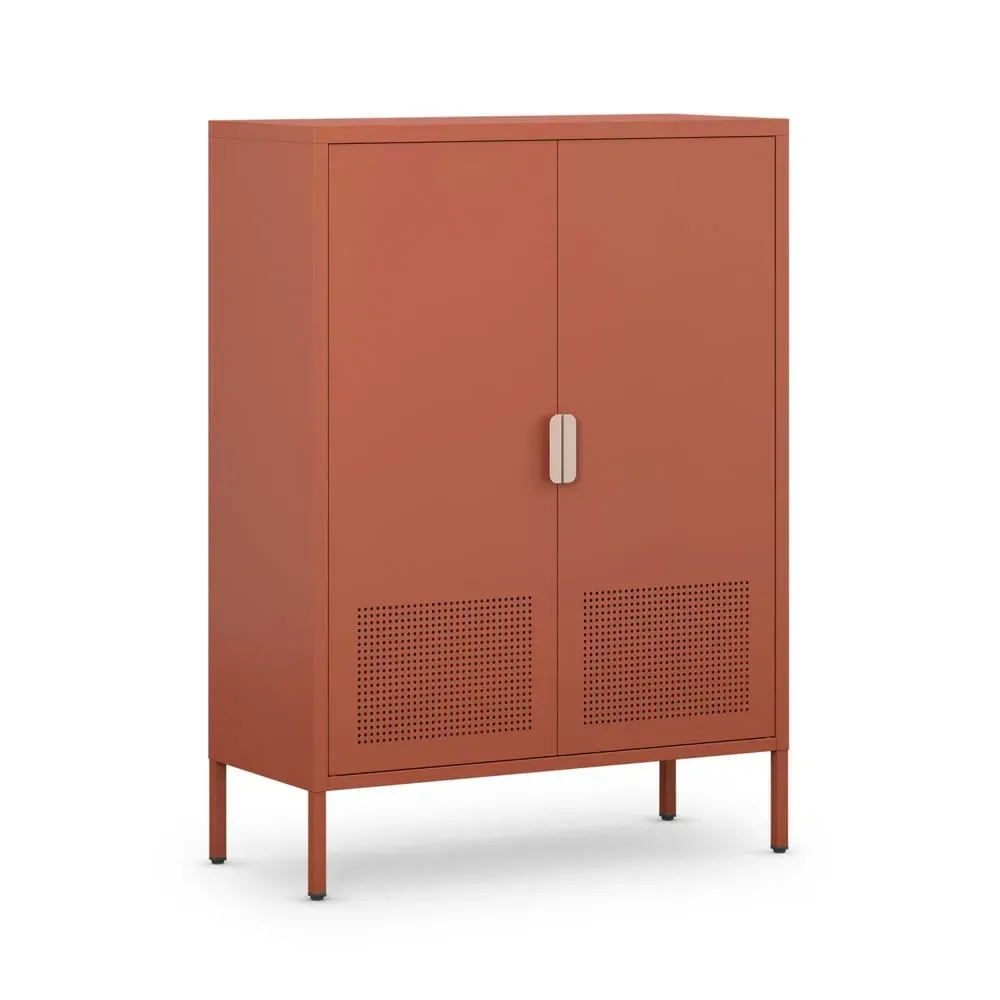 Illustration numéro 3 du produit Buffet haut 2 portes en métal H110cm - Terracotta