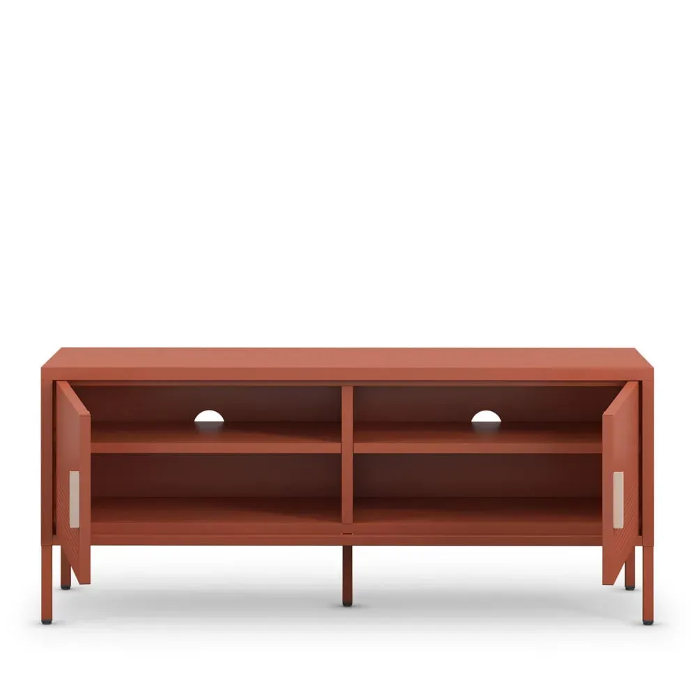 Illustration numéro 3 du produit Meuble TV 2 portes en métal L120cm - Terracotta