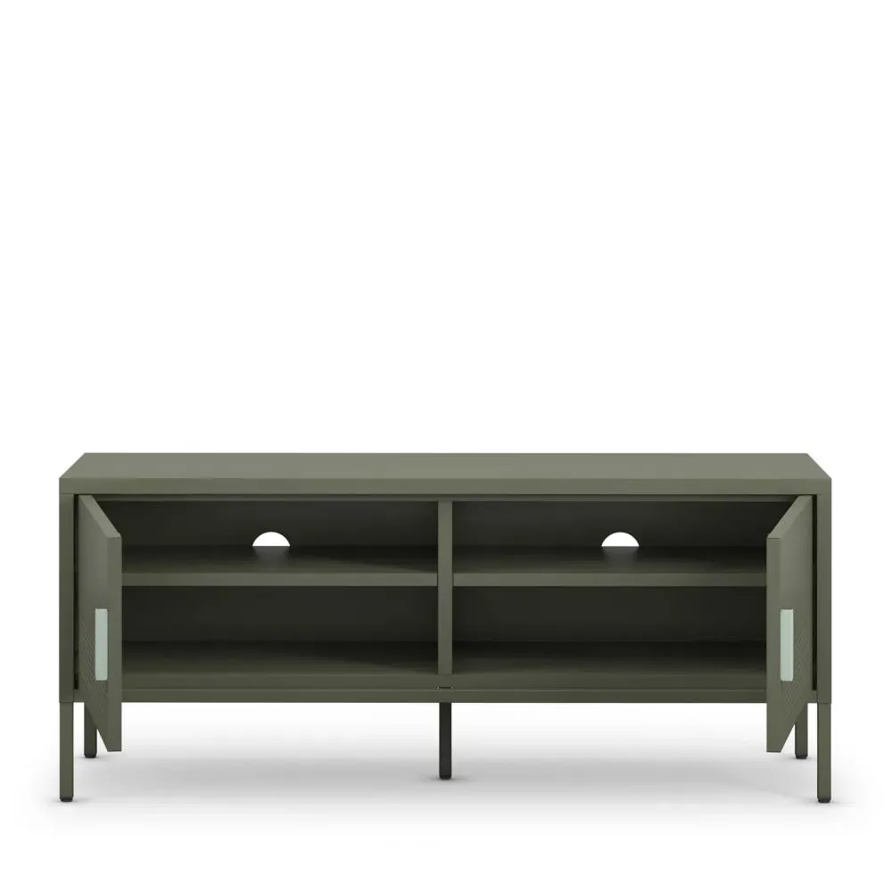 Illustration numéro 3 du produit Meuble TV 2 portes en métal L120cm - Vert