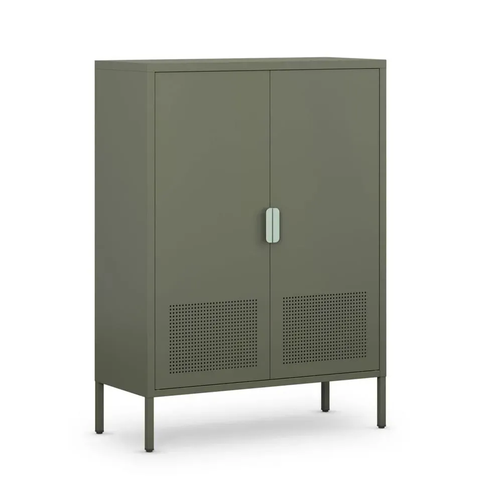 Illustration numéro 3 du produit Buffet haut 2 portes en métal H110cm - Vert