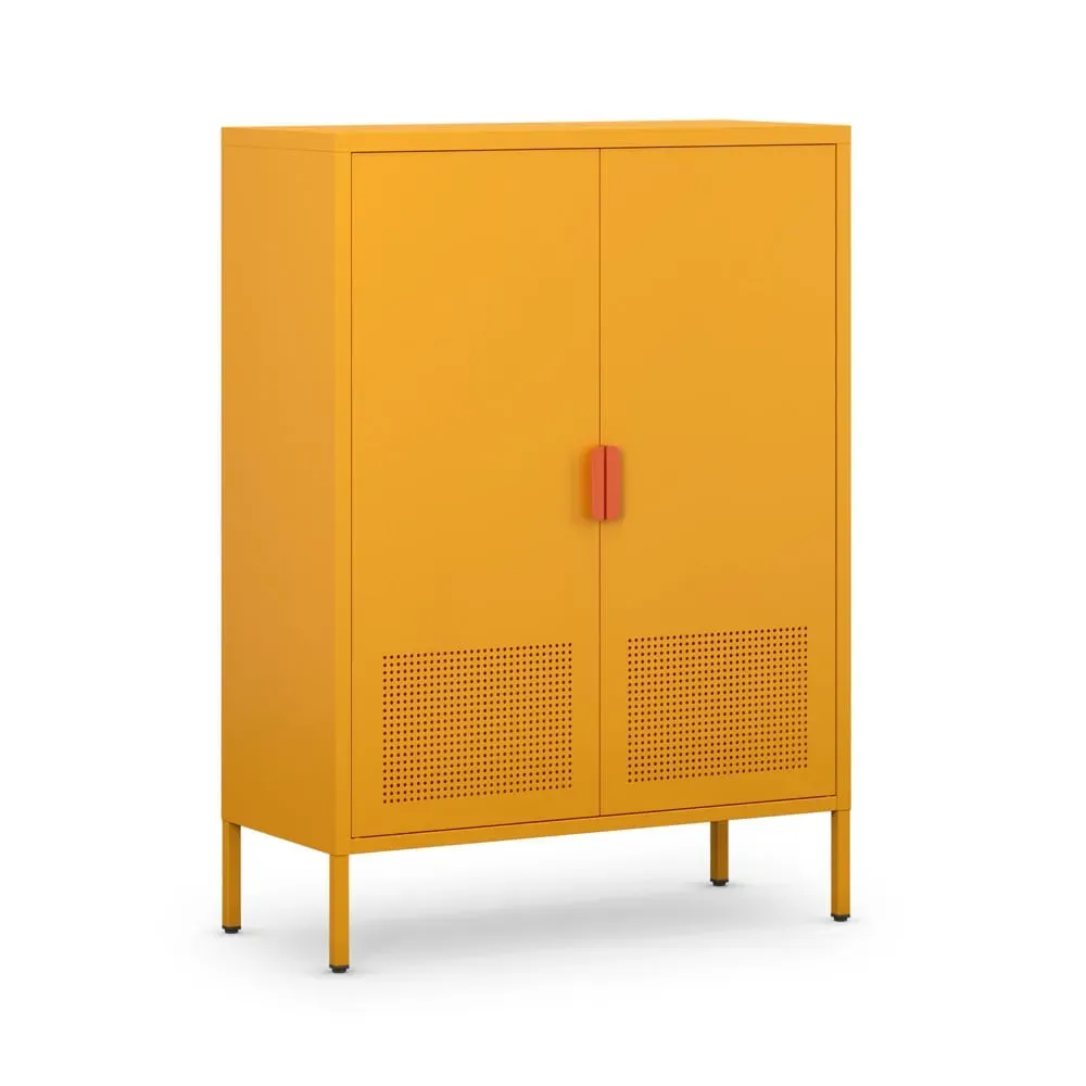 Illustration numéro 3 du produit Buffet haut 2 portes en métal H110cm - Orange
