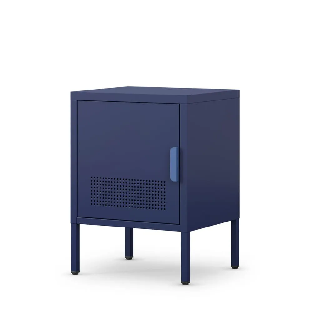 Illustration numéro 3 du produit Table de chevet 1 porte en métal l40cm - bleu