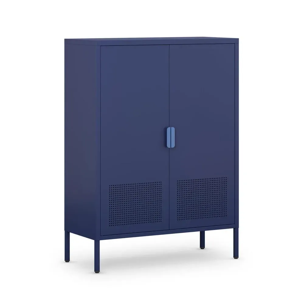Illustration numéro 3 du produit Buffet haut 2 portes en métal H110cm - Bleu
