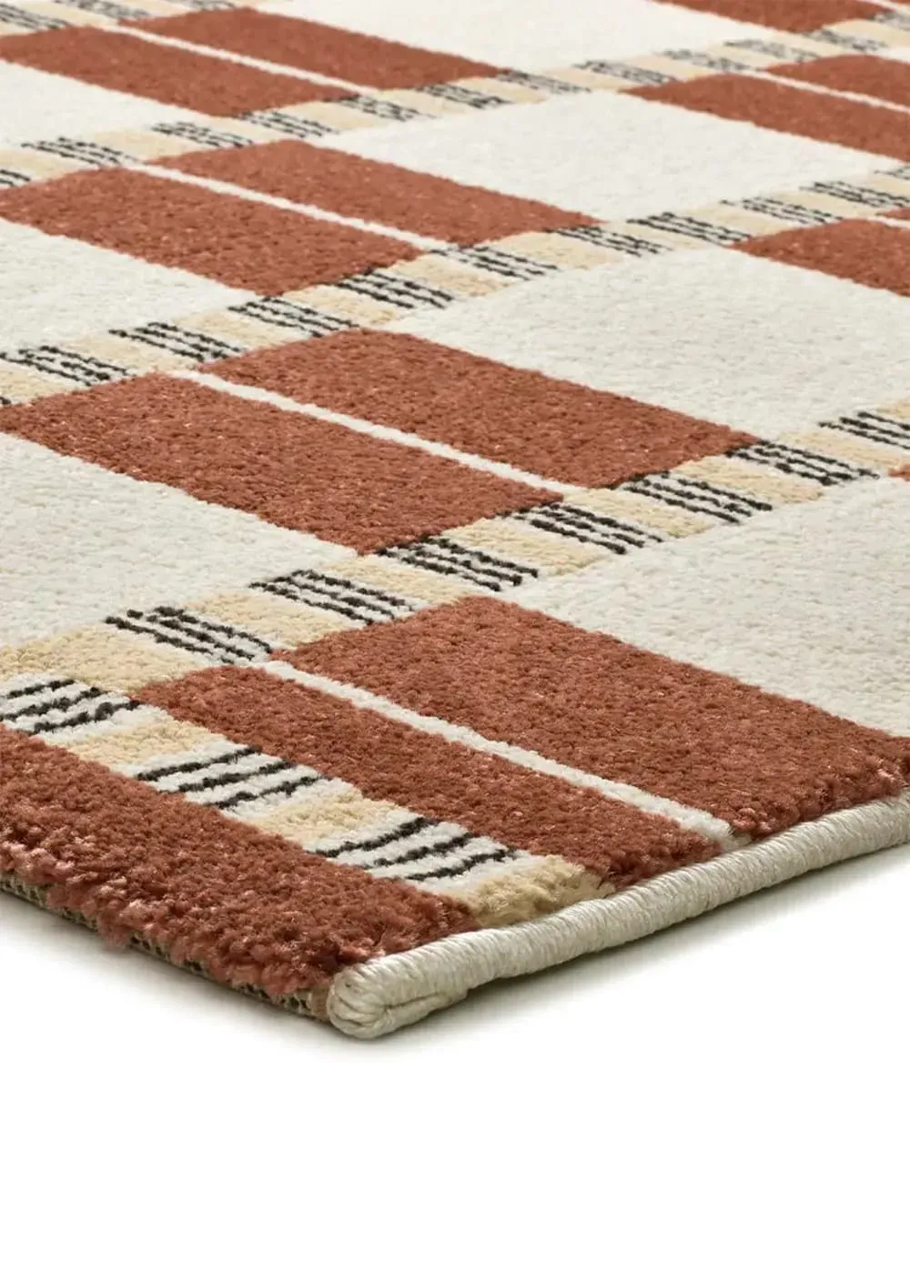 Illustration numéro 3 du produit Tapis géométrique rouille/beige 200x290 cm