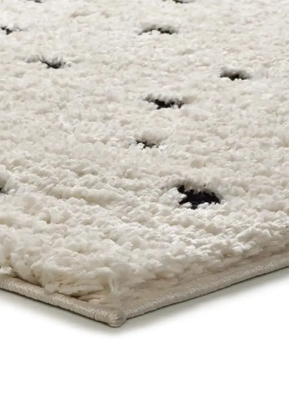 Illustration numéro 3 du produit Tapis descente de lit shaggy scandinave blanc/noir 60x120 cm