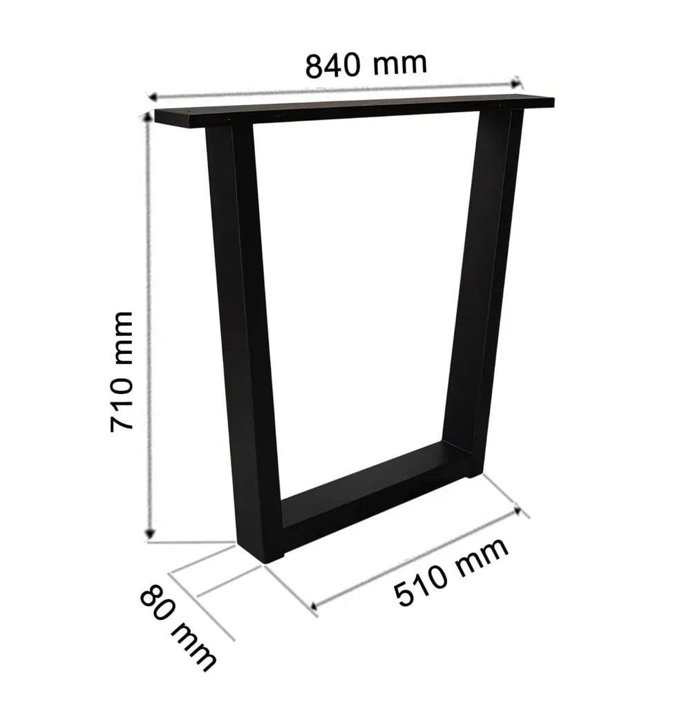 Illustration numéro 3 du produit 2 Pieds en métal en forme de U pour Plateaux de Table, Noir, 84x8x71cm