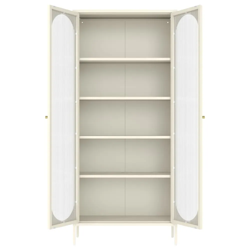 Illustration numéro 3 du produit Armoire en métal blanc et verre 180cm