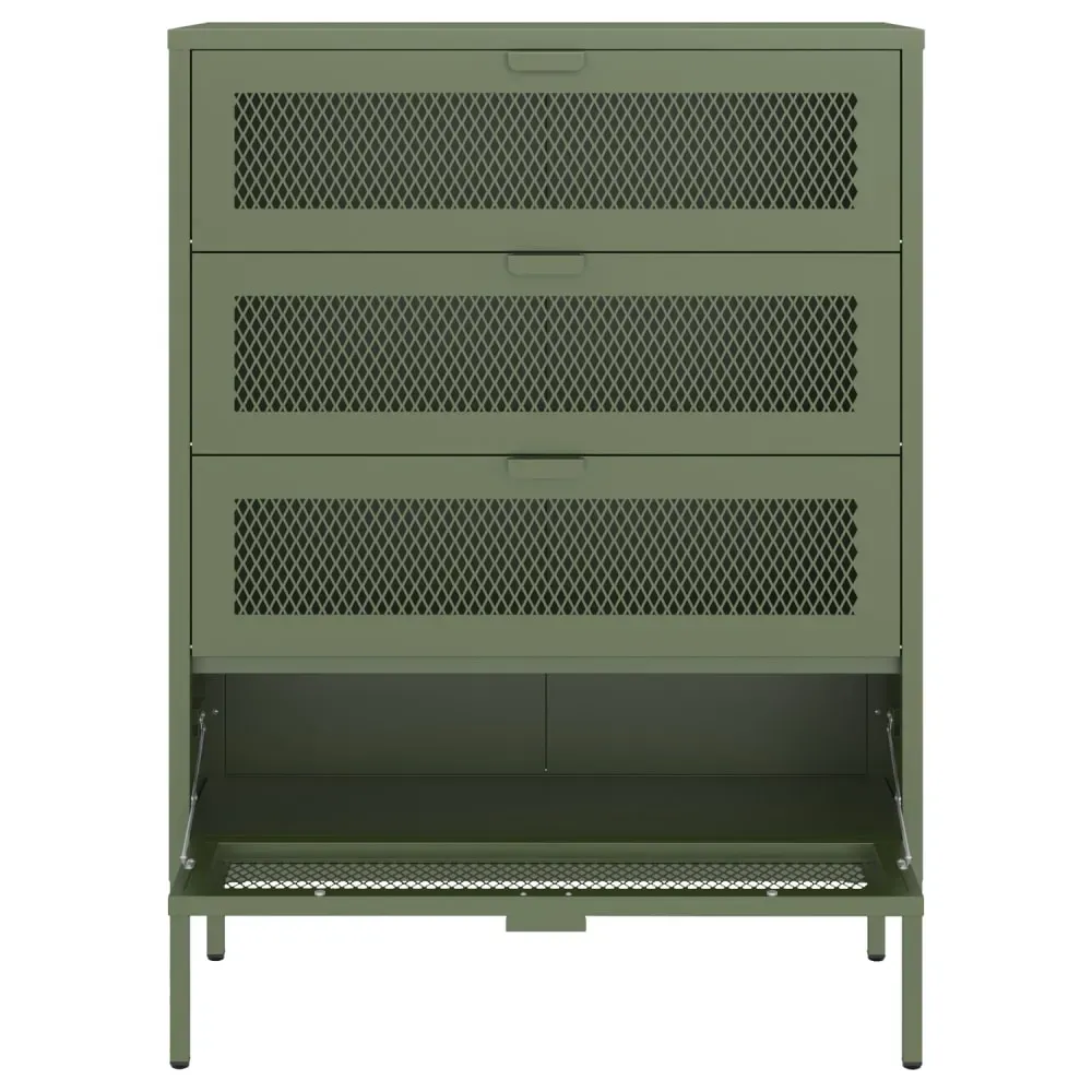 Illustration numéro 3 du produit Meuble à chaussures 4 portes en métal vert kaki