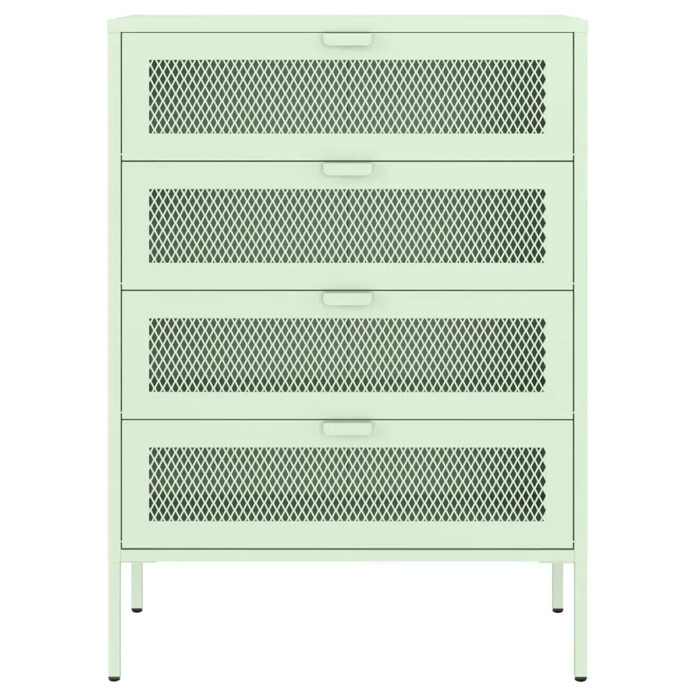 Illustration numéro 3 du produit Meuble à chaussures 4 portes en métal vert tilleul