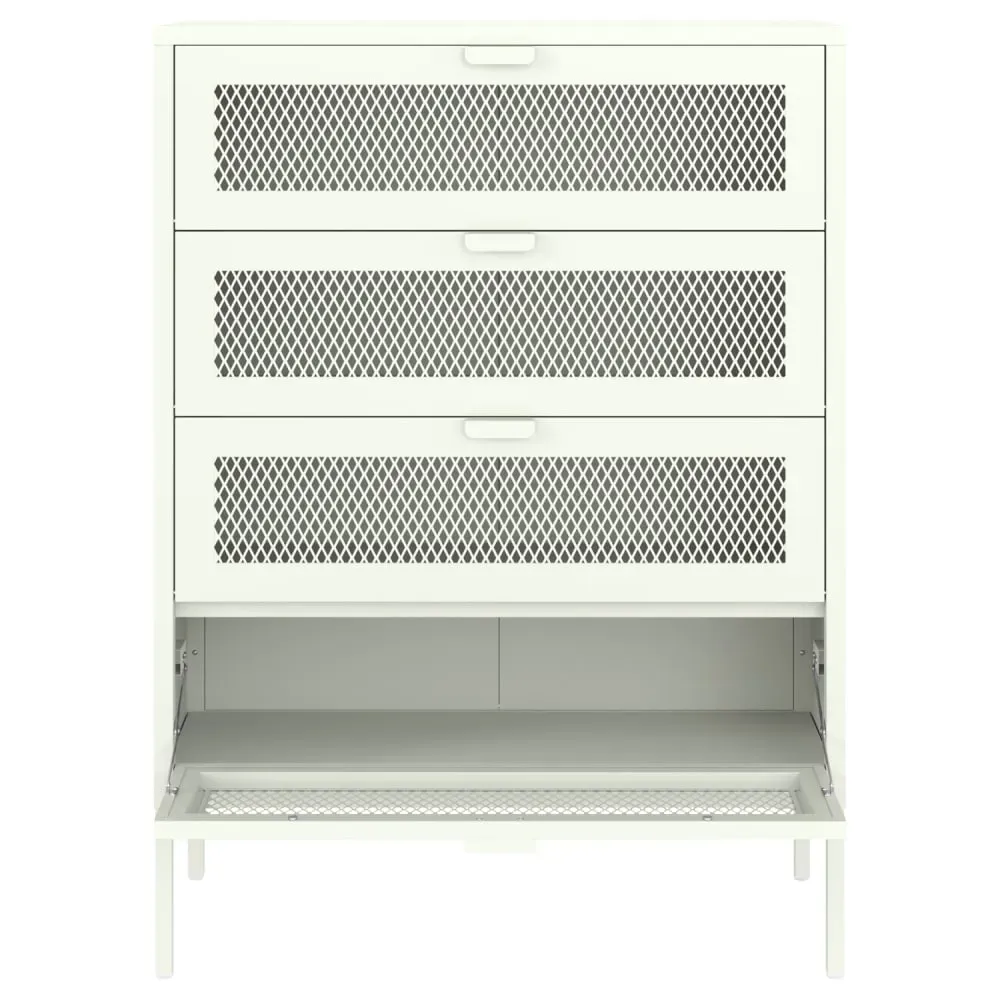 Illustration numéro 3 du produit Meuble à chaussures 4 portes en métal blanc