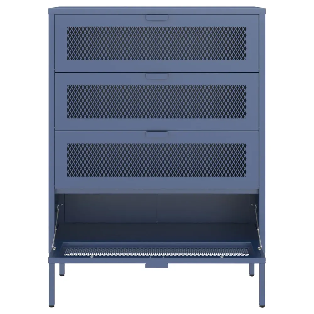 Illustration numéro 3 du produit Meuble à chaussures 4 portes en métal bleu gris