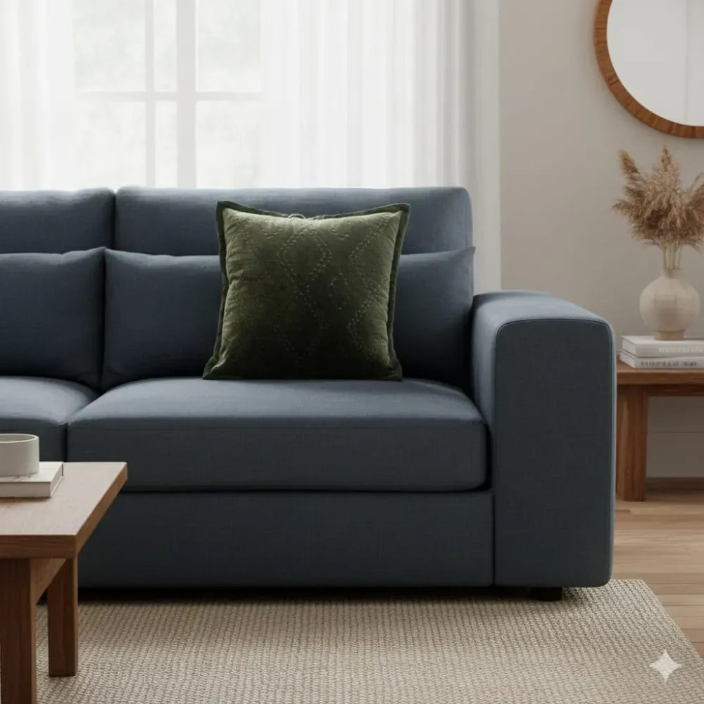 Illustration numéro 3 du produit Coussin en coton velours vert OEKO-TEX® 45 x 45