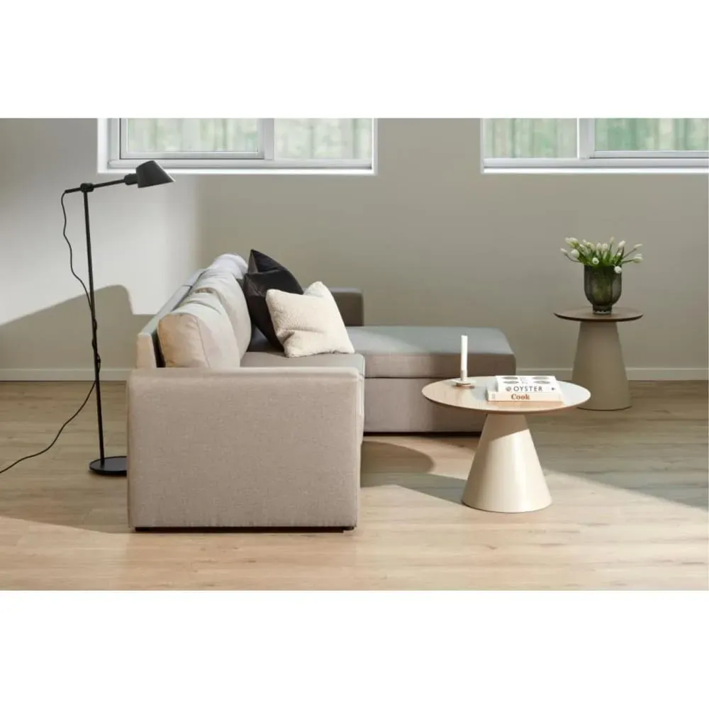 Illustration numéro 3 du produit Bout de canapé rond en bois et métal grège D45