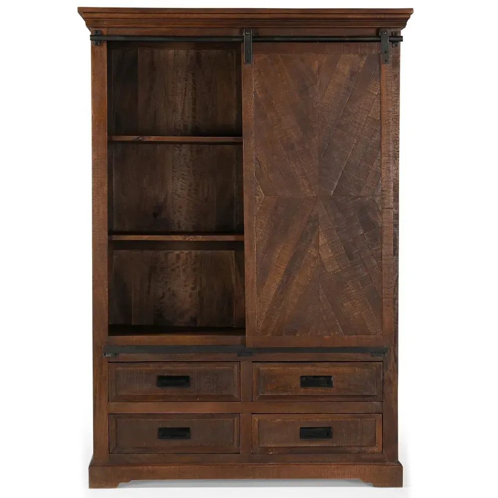 Illustration numéro 3 du produit Armoire avec 1 porte et 4 tiroirs en bois marron