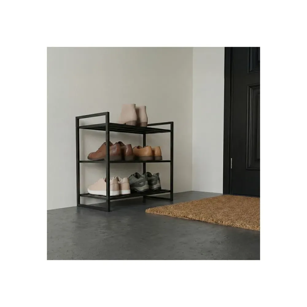 Illustration numéro 3 du produit Étagère à chaussures en métal noir 60 x 30 x 60 cm