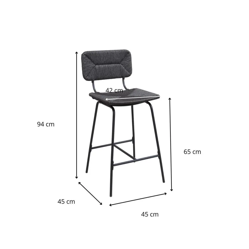 Illustration numéro 3 du produit Lot de tabourets de bar et d'ilot  en métal et assise rotin 65cm