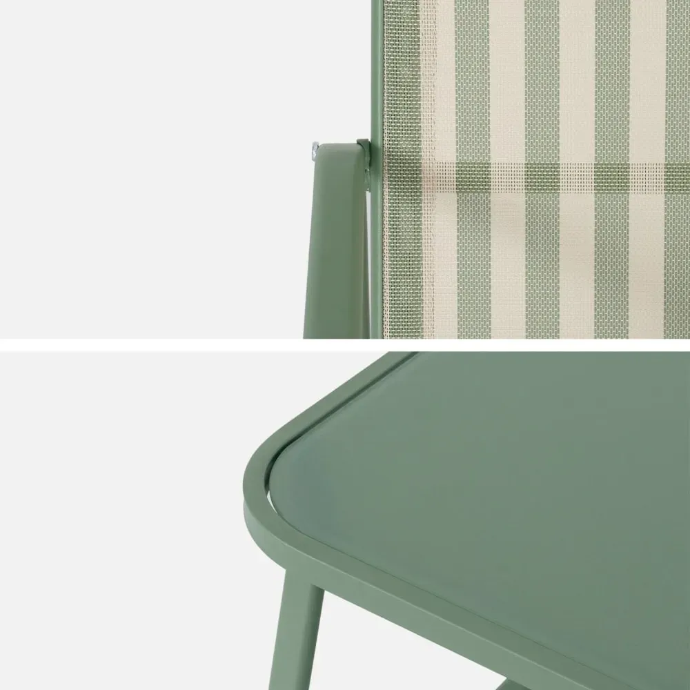 Illustration numéro 3 du produit Salon de jardin en métal et textilène 4 places vert