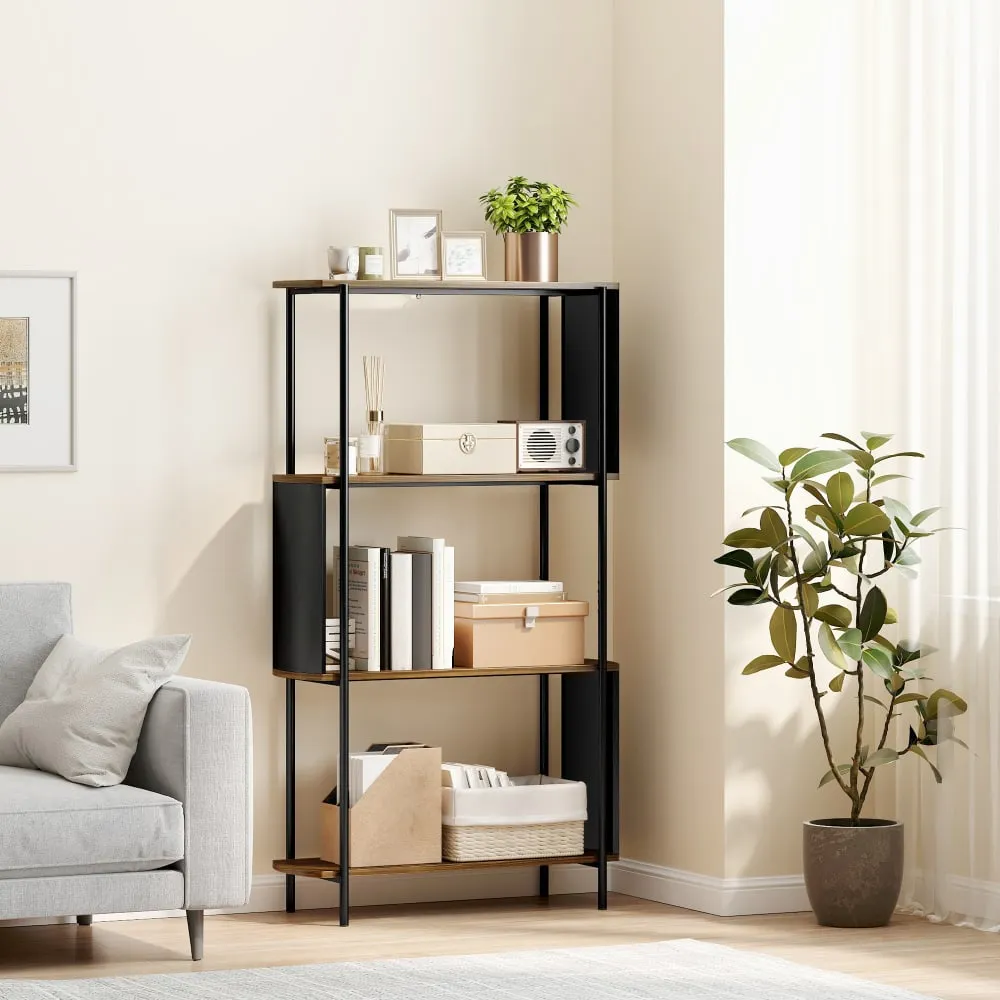 Illustration numéro 3 du produit Étagère de rangement 4 niveaux cadre en acier marron