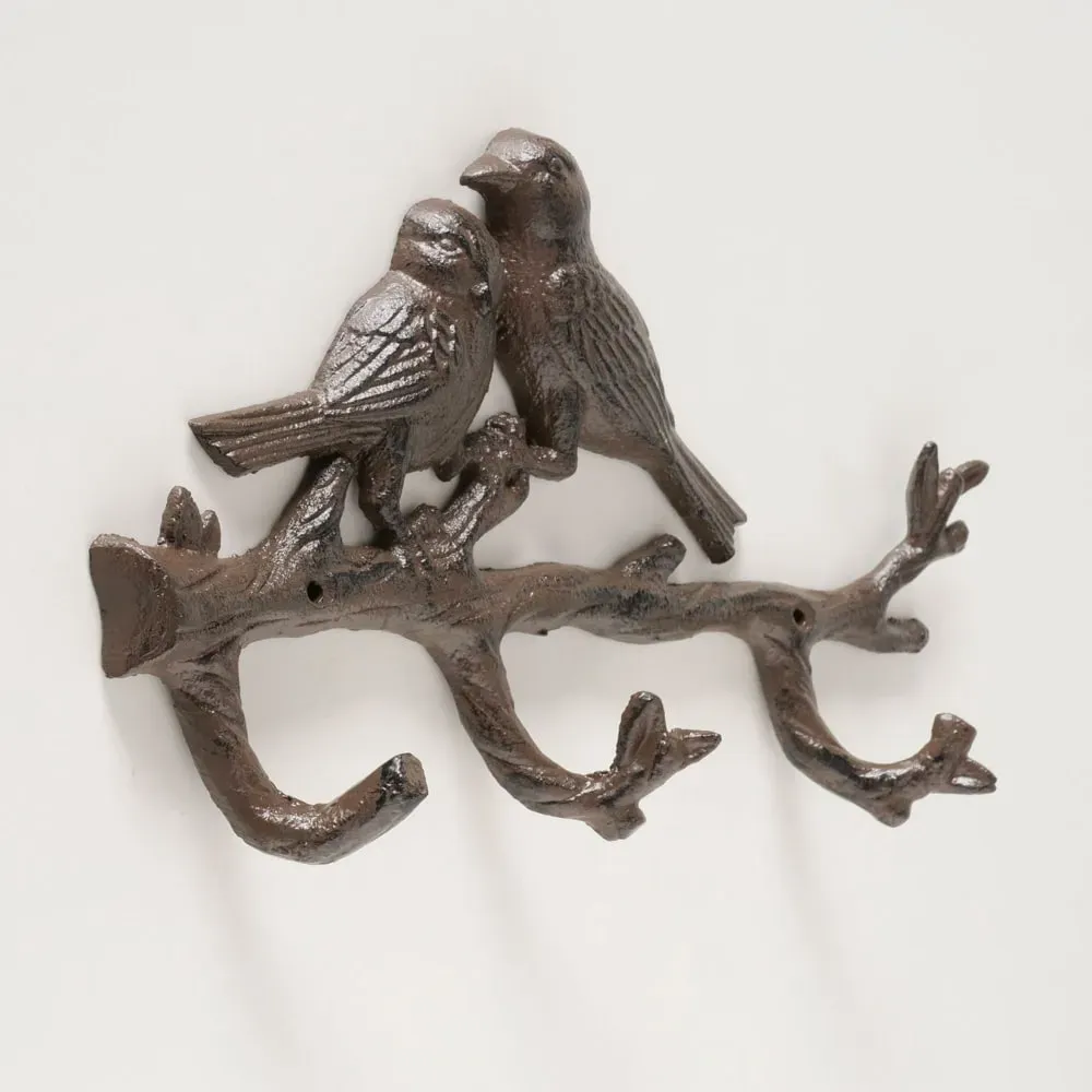 Illustration numéro 3 du produit Portemanteau mural 3 crochets en fonte marron 45x27x4cm